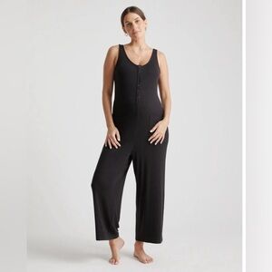 Quince Women’s Black Tencel Rib Knit Maternity & Nursing Jumpsuit XS NWOT